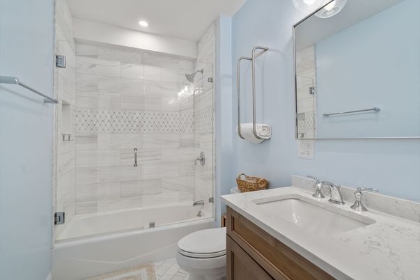 Bathroom, Glass Shower, Interior, Marble Walls, Recessed Lighting