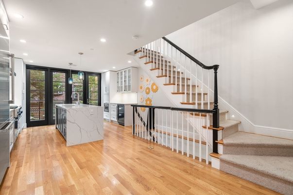 Interior, Kitchen, Pendant Lights, Recessed Lighting, Wood Texture Flooring