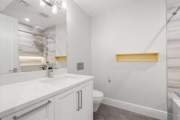 Bathroom, Glass Shower, Interior, Recessed Lighting