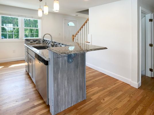 Interior, Kitchen, Pendant Lights, Wood Texture Flooring