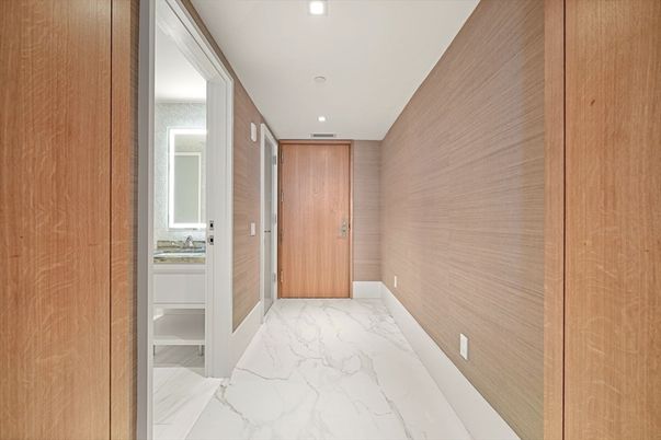 Bathroom, Interior, Marble, Recessed Lighting, Wooden Walls