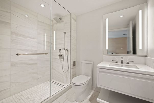 Bathroom, Glass Shower, Interior, Recessed Lighting