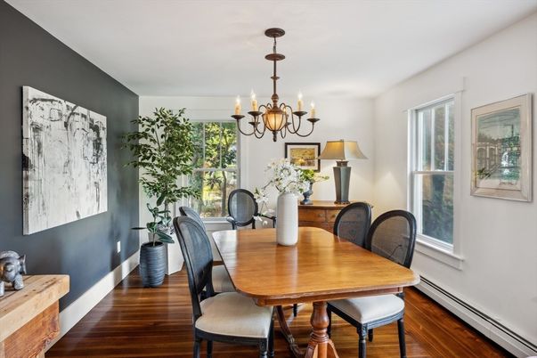 Chandelier, Dining room, Interior, Wood Texture Flooring
