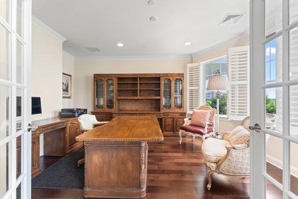 Home Office, Interior, Recessed Lighting, Wood Texture Flooring