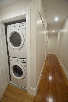 Interior, Recessed Lighting, Utility Closets, Washer, Wood Texture Flooring