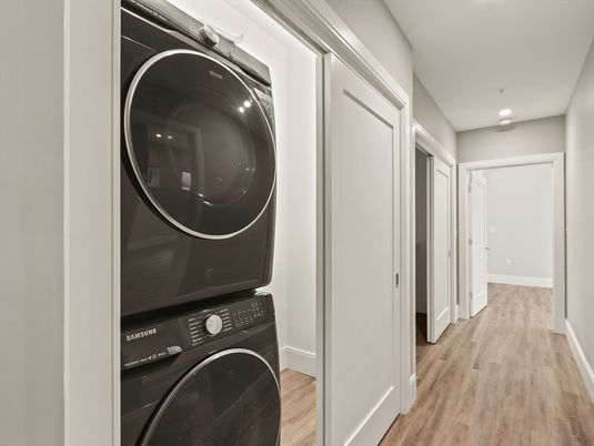 Interior, Recessed Lighting, Utility Closets, Washer, Wood Texture Flooring