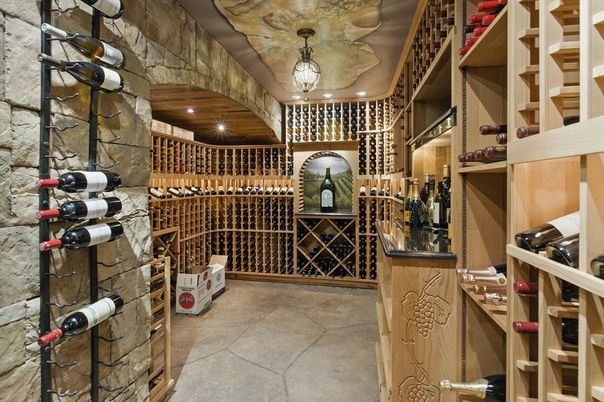Interior, Recessed Lighting, Stone Walls, Wine Storage