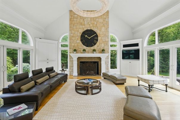 Fireplace, Interior, Living room, Stone Walls, Wood Texture Flooring