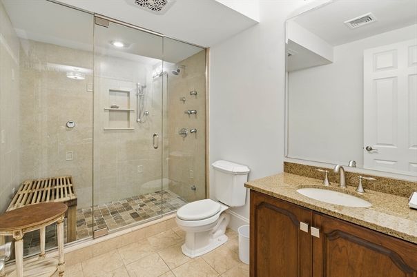 Bathroom, Glass Shower, Interior, Recessed Lighting