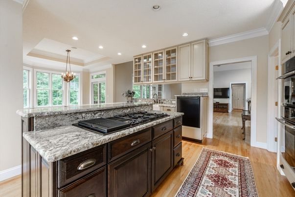 Chandelier, Interior, Kitchen, Recessed Lighting, Wood Texture Flooring