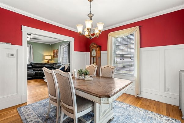 Chandelier, Dining room, Interior, Wood Texture Flooring
