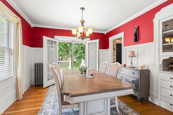 Chandelier, Dining room, Interior, Wood Texture Flooring