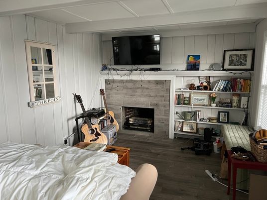 Fireplace, Interior, Wood Texture Flooring