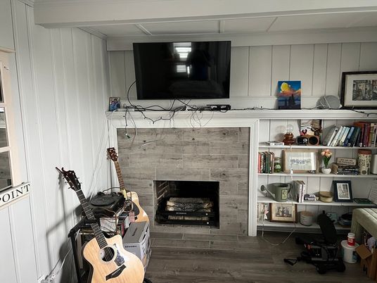 Fireplace, Interior, Wood Texture Flooring
