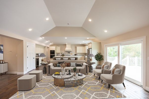Interior, Kitchen, Living room, Recessed Lighting, Stainless Steel Appliances, Wood Texture Flooring
