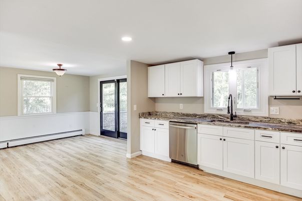 Interior, Kitchen, Pendant Lights, Recessed Lighting, Wood Texture Flooring