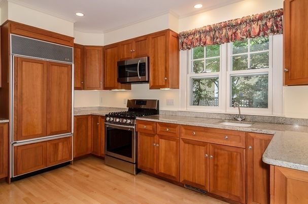 Interior, Kitchen, Recessed Lighting, Wood Texture Flooring