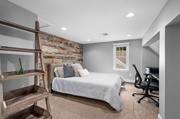 Bedroom, Home Office, Interior, Recessed Lighting, Wooden Walls
