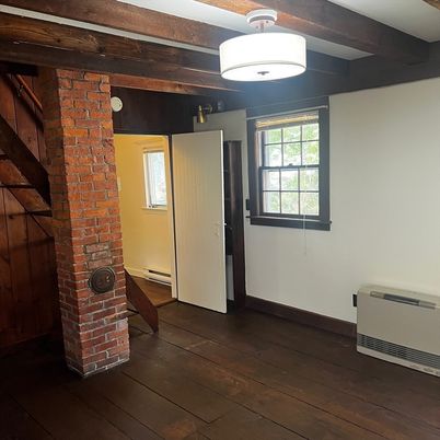 Empty room, Fireplace, Interior, Stone Walls, Wood Texture Flooring