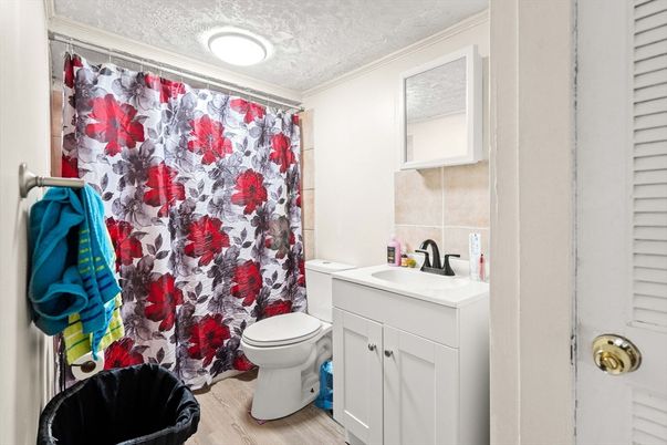 Bathroom, Interior, Recessed Lighting, Wood Texture Flooring