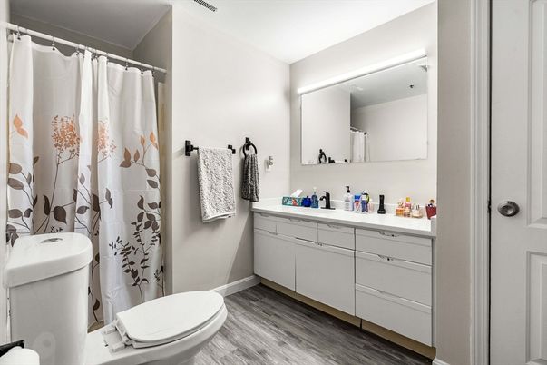 Bathroom, Dual Sink Vanities, Interior, Wood Texture Flooring