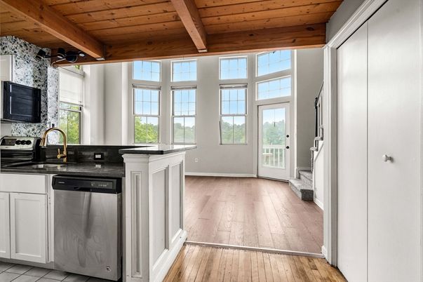 Interior, Kitchen, Stainless Steel Appliances, Wooden Beams, Wooden Ceilings, Wood Texture Flooring