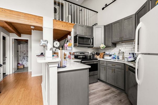 Interior, Kitchen, Stainless Steel Appliances, Wooden Beams, Wooden Ceilings, Wood Texture Flooring
