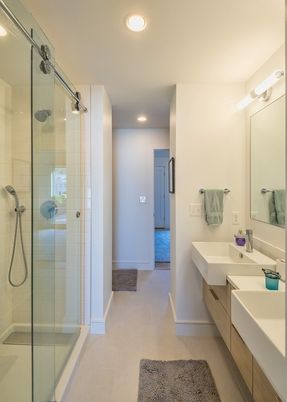 Bathroom, Glass Shower, Interior, Recessed Lighting