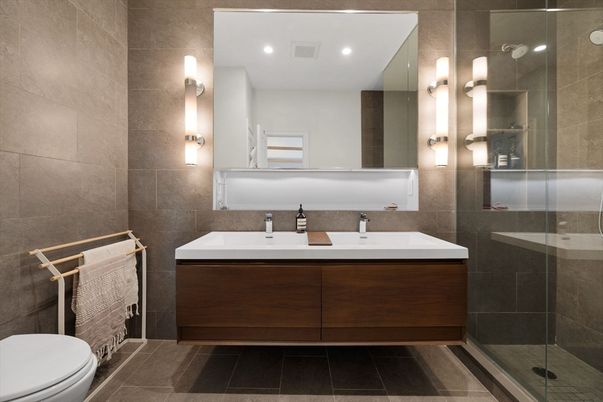 Bathroom, Glass Shower, Interior, Recessed Lighting