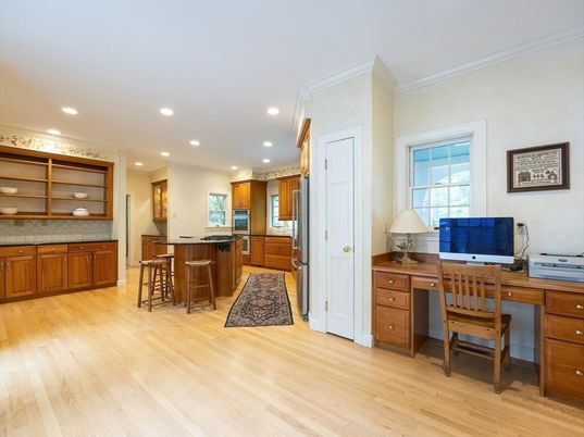 Home Office, Interior, Kitchen, Recessed Lighting, Wood Texture Flooring