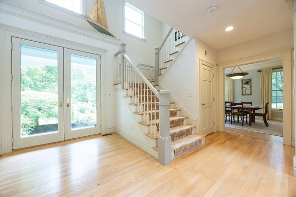 Dining room, Interior, Pendant Lights, Recessed Lighting, Wood Texture Flooring