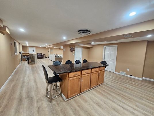 Interior, Kitchen, Recessed Lighting, Wood Texture Flooring