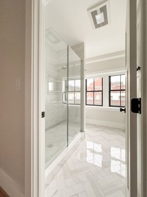 Bathroom, Glass Shower, Interior, Marble, Marble Walls