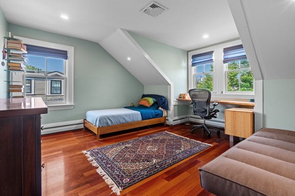 Bedroom, Home Office, Interior, Recessed Lighting, Wood Texture Flooring