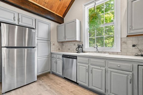 Interior, Kitchen, Stainless Steel Appliances, Wooden Ceilings, Wood Texture Flooring
