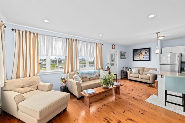 Interior, Kitchen, Living room, Recessed Lighting, Stainless Steel Appliances, Wood Texture Flooring
