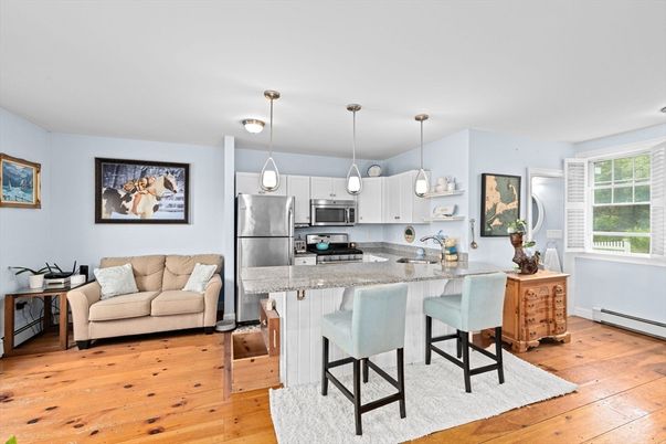 Interior, Kitchen, Pendant Lights, Stainless Steel Appliances, Wood Texture Flooring
