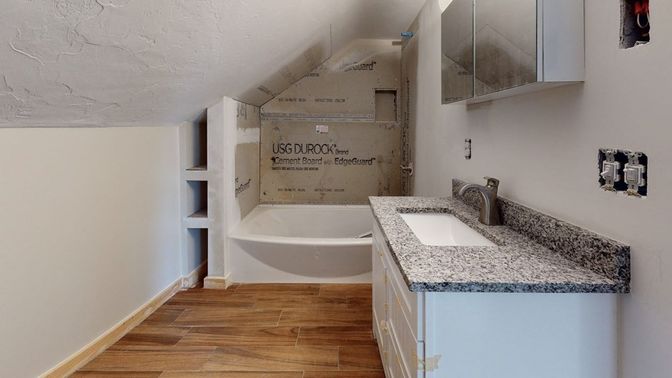 Bathroom, Interior, Wood Texture Flooring