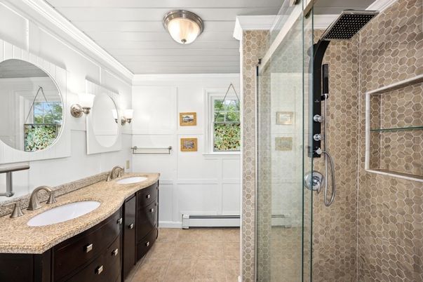 Bathroom, Dual Sink Vanities, Glass Shower, Interior