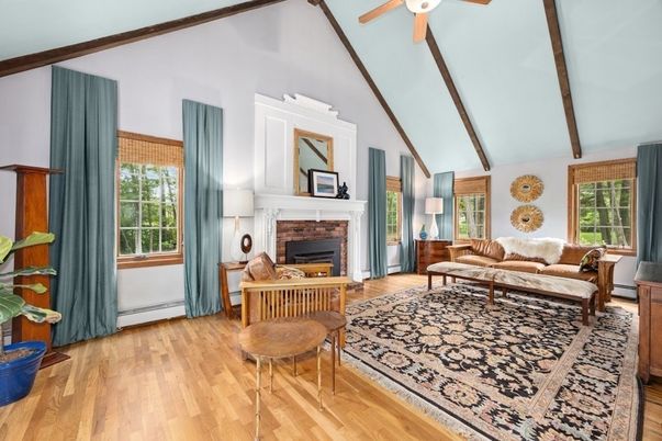 Fireplace, Interior, Living room, Wooden Beams, Wood Texture Flooring