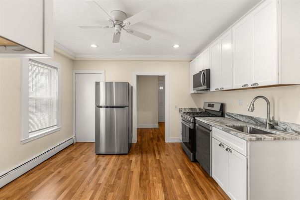 Interior, Kitchen, Recessed Lighting, Wood Texture Flooring