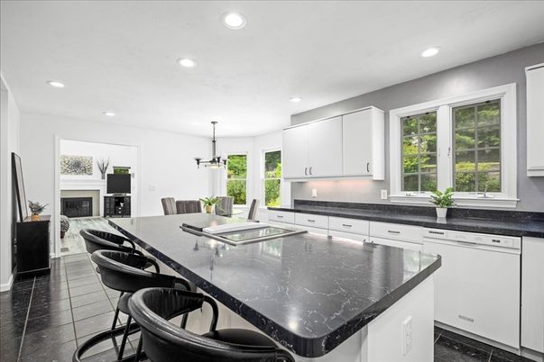 Dining room, Fireplace, Interior, Kitchen, Pendant Lights, Recessed Lighting