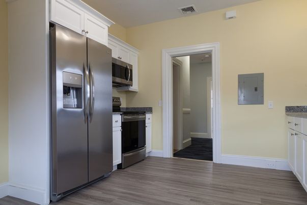Interior, Kitchen, Stainless Steel Appliances, Wood Texture Flooring