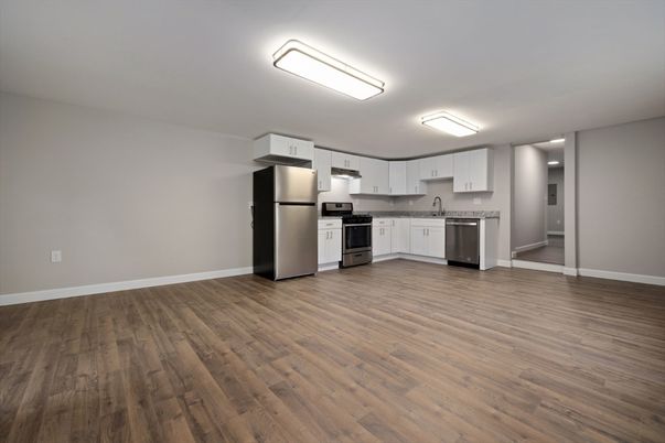 Interior, Kitchen, Stainless Steel Appliances, Wood Texture Flooring