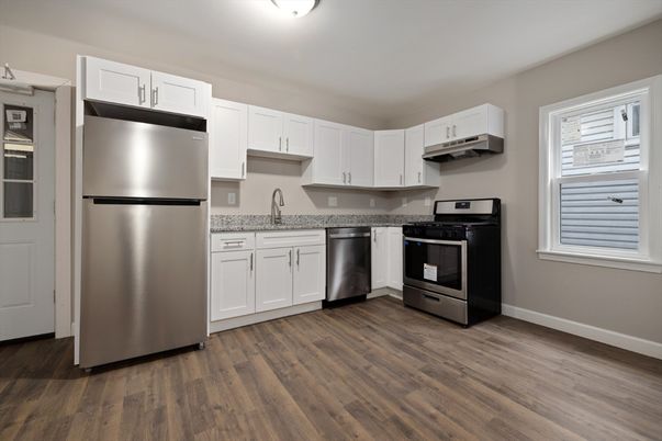 Interior, Kitchen, Stainless Steel Appliances, Wood Texture Flooring