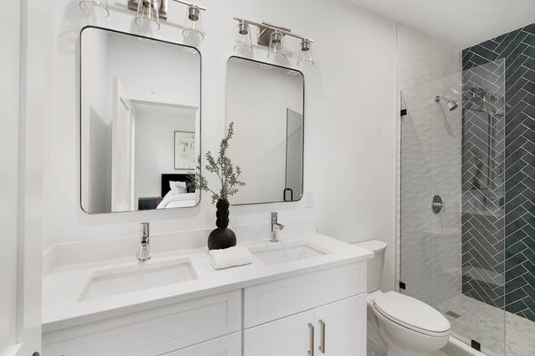 Bathroom, Dual Sink Vanities, Glass Shower, Interior