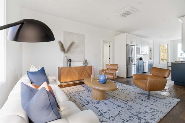 Interior, Kitchen, Living room, Stainless Steel Appliances, Wood Texture Flooring