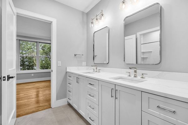 Bathroom, Dual Sink Vanities, Interior, Wood Texture Flooring