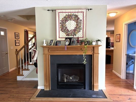Fireplace, Interior, Wood Texture Flooring