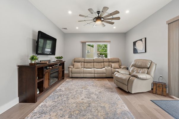 Interior, Living room, Recessed Lighting, Wood Texture Flooring